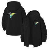 Geometric Hummingbird Unisex Full-Zip Printed Waterproof Hooded Windbreaker