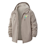Geometric Hummingbird Unisex Full-Zip Printed Waterproof Hooded Windbreaker