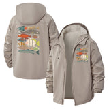 Vintage Fish Illustration Unisex Full-Zip Printed Waterproof Hooded Windbreaker