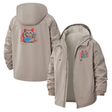 Rockstar Cat Unisex Full-Zip Printed Waterproof Hooded Windbreaker