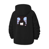 Alien and Cat Cartoon Unisex Full-Zip Printed Waterproof Hooded Windbreaker