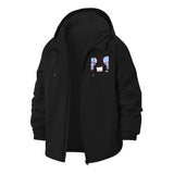 Alien and Cat Cartoon Unisex Full-Zip Printed Waterproof Hooded Windbreaker