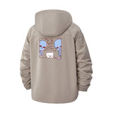 Alien and Cat Cartoon Unisex Full-Zip Printed Waterproof Hooded Windbreaker