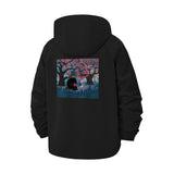 Sleeping Cat Under Cherry Trees Unisex Full-Zip Printed Waterproof Hooded Windbreaker