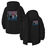 Sleeping Cat Under Cherry Trees Unisex Full-Zip Printed Waterproof Hooded Windbreaker