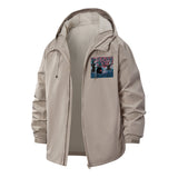 Sleeping Cat Under Cherry Trees Unisex Full-Zip Printed Waterproof Hooded Windbreaker