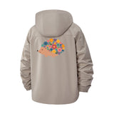 Floral Hedgehog Unisex Full-Zip Printed Waterproof Hooded Windbreaker