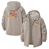 Floral Hedgehog Unisex Full-Zip Printed Waterproof Hooded Windbreaker