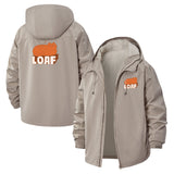Cat Loaf Meme Unisex Full-Zip Printed Waterproof Hooded Windbreaker