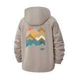 Geometric Mountain Bear Unisex Full-Zip Printed Waterproof Hooded Windbreaker