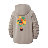 Whimsical Tree Art Unisex Full-Zip Printed Waterproof Hooded Windbreaker