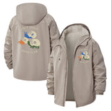 Cozy Skull Home Club Unisex Full-Zip Printed Waterproof Hooded Windbreaker