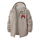 Boxing Gloves Motif Unisex Full-Zip Printed Waterproof Hooded Windbreaker