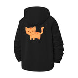 Cute Cartoon Cat Unisex Full-Zip Printed Waterproof Hooded Windbreaker