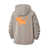Cute Cartoon Cat Unisex Full-Zip Printed Waterproof Hooded Windbreaker