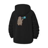 Bear with Megaphone Unisex Full-Zip Printed Waterproof Hooded Windbreaker