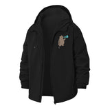 Bear with Megaphone Unisex Full-Zip Printed Waterproof Hooded Windbreaker