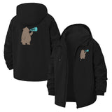 Bear with Megaphone Unisex Full-Zip Printed Waterproof Hooded Windbreaker