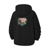 Forest Animal Illustration Unisex Full-Zip Printed Waterproof Hooded Windbreaker