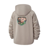 Forest Animal Illustration Unisex Full-Zip Printed Waterproof Hooded Windbreaker