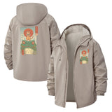 Anime Cat and Frog Unisex Full-Zip Printed Waterproof Hooded Windbreaker