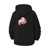 Sleeping Cat on Donut Unisex Full-Zip Printed Waterproof Hooded Windbreaker
