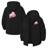 Sleeping Cat on Donut Unisex Full-Zip Printed Waterproof Hooded Windbreaker