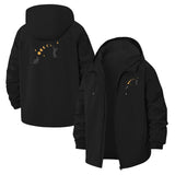 Moon Phases and Cat Silhouettes Unisex Full-Zip Printed Waterproof Hooded Windbreaker