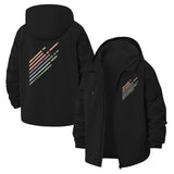 Diagonal Retro Stripe Unisex Full-Zip Printed Waterproof Hooded Windbreaker