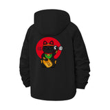 Lucky Cat Unisex Full-Zip Printed Waterproof Hooded Windbreaker