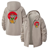 Lucky Cat Unisex Full-Zip Printed Waterproof Hooded Windbreaker