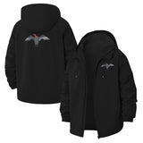 Flying Crane Unisex Full-Zip Printed Waterproof Hooded Windbreaker