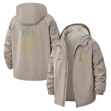 Pineapple Skull Unisex Full-Zip Printed Waterproof Hooded Windbreaker