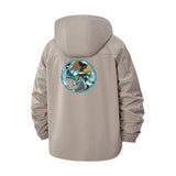 Ocean Wave and Octopus Unisex Full-Zip Printed Waterproof Hooded Windbreaker