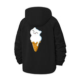 Cute Cat Ice Cream Unisex Full-Zip Printed Waterproof Hooded Windbreaker