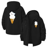 Cute Cat Ice Cream Unisex Full-Zip Printed Waterproof Hooded Windbreaker