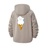 Cute Cat Ice Cream Unisex Full-Zip Printed Waterproof Hooded Windbreaker