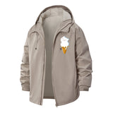 Cute Cat Ice Cream Unisex Full-Zip Printed Waterproof Hooded Windbreaker