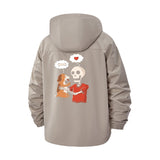 Skeleton and Dog Cartoon Unisex Full-Zip Printed Waterproof Hooded Windbreaker