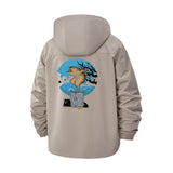 Raccoon and Trash Can Unisex Full-Zip Printed Waterproof Hooded Windbreaker
