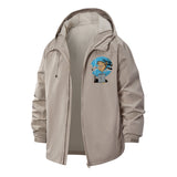 Raccoon and Trash Can Unisex Full-Zip Printed Waterproof Hooded Windbreaker
