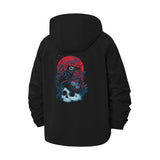 Raven and Skull Art Unisex Full-Zip Printed Waterproof Hooded Windbreaker