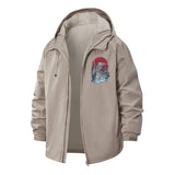 Raven and Skull Art Unisex Full-Zip Printed Waterproof Hooded Windbreaker