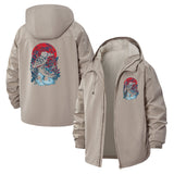 Raven and Skull Art Unisex Full-Zip Printed Waterproof Hooded Windbreaker