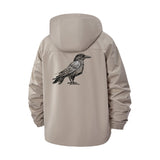 Raven Illustration Unisex Full-Zip Printed Waterproof Hooded Windbreaker