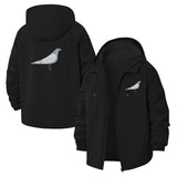 Pigeon Graphic Unisex Full-Zip Printed Waterproof Hooded Windbreaker