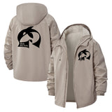 Minimal Penguin Unisex Full-Zip Printed Waterproof Hooded Windbreaker