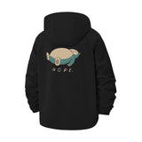 Lazy Animal Nope Unisex Full-Zip Printed Waterproof Hooded Windbreaker