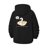 Whimsical Snake Illustration Unisex Full-Zip Printed Waterproof Hooded Windbreaker