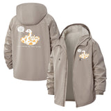 Whimsical Snake Illustration Unisex Full-Zip Printed Waterproof Hooded Windbreaker
